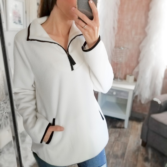 Snow White Fleece Pocket Pullover Jacket Fall Winter Jackets - Picture 2 of 12